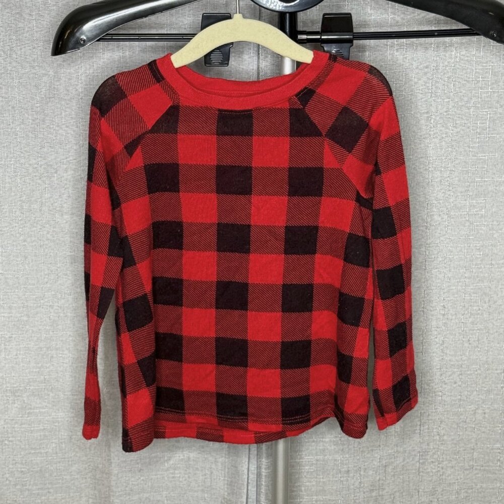 Cat & Jack - Girls Christmas Buffalo Plaid Long Sleeve Top - Size 3T